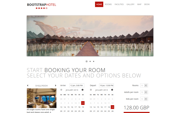 Bootstrap Hotel Wrapbootstrap