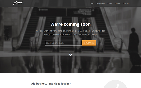 Piano Coming Soon Landing Page By Azmind Wrapbootstrap