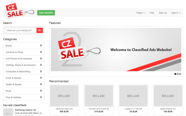 CZSale - Classified Ads Website Template