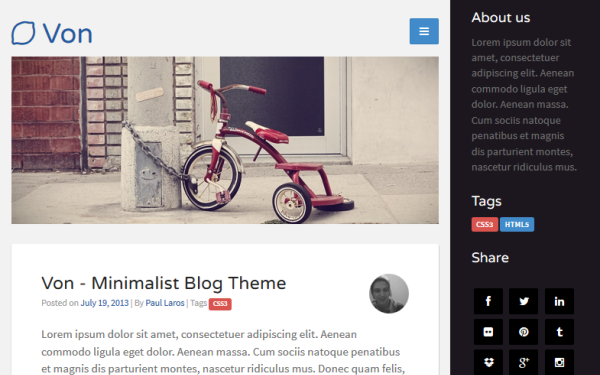 Von - Minimalist Blog Theme