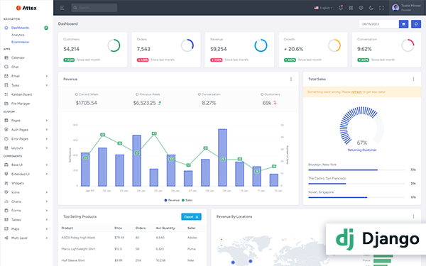 Attex - Django Admin & Dashboard Template by Coderthemes