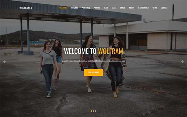 Wolfram - Customizable One Page Template