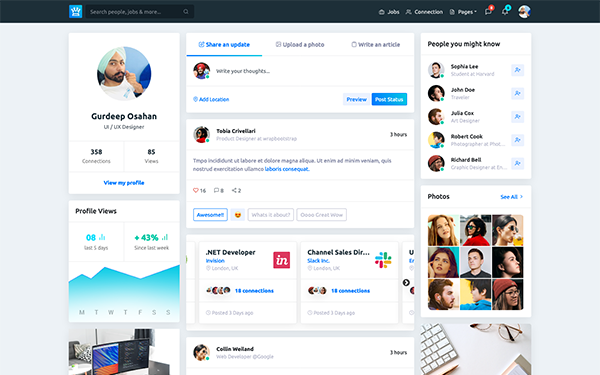Olink Job Portal Social Network Html By Gurdeep Osahan Wrapbootstrap