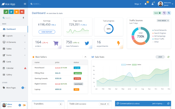 Ace Html Angular Admin Template By Easymind Wrapbootstrap