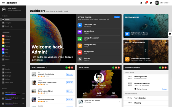 Admetro - Bootstrap 4 Admin Template
