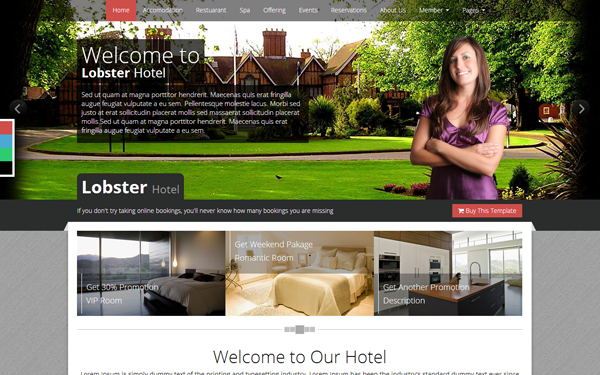 Lobster Hotel - Responsive HTML Template