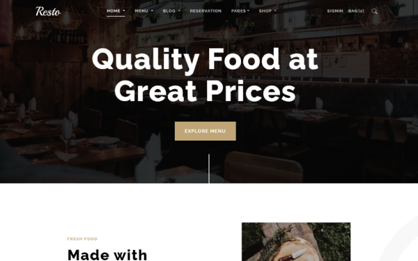 Resto - Restaurant Theme - Bootstrap 4