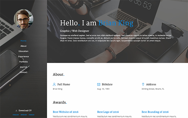 MyWork Resume Bootstrap Template by KingStudio MyWork Resume Bootstrap Template by KingStudio