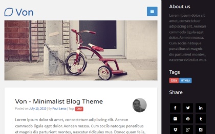Von - Minimalist Blog Theme